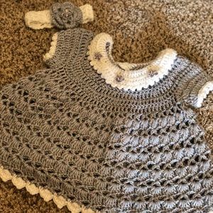 HANDMADE crochet baby girl dress and headband